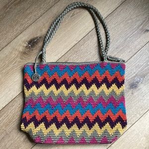 The Sak Zig Zag Colorful Rainbow Hobo Purse Shoulder Casual Bag Boho